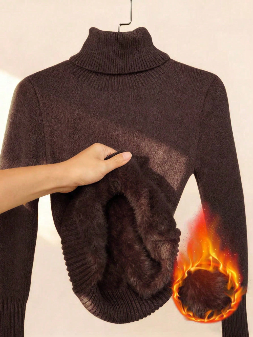 Women's Thermal High Neck Knit Sweater – Slim Fit Seamless Pullover