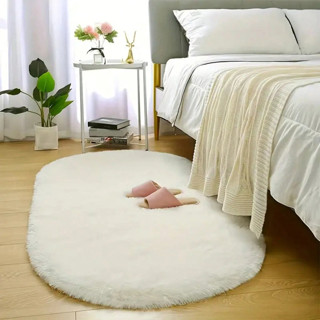 Tie-Dye Oval Plush Area Rug – Soft Thickened Carpet for Bedroom & Living Room