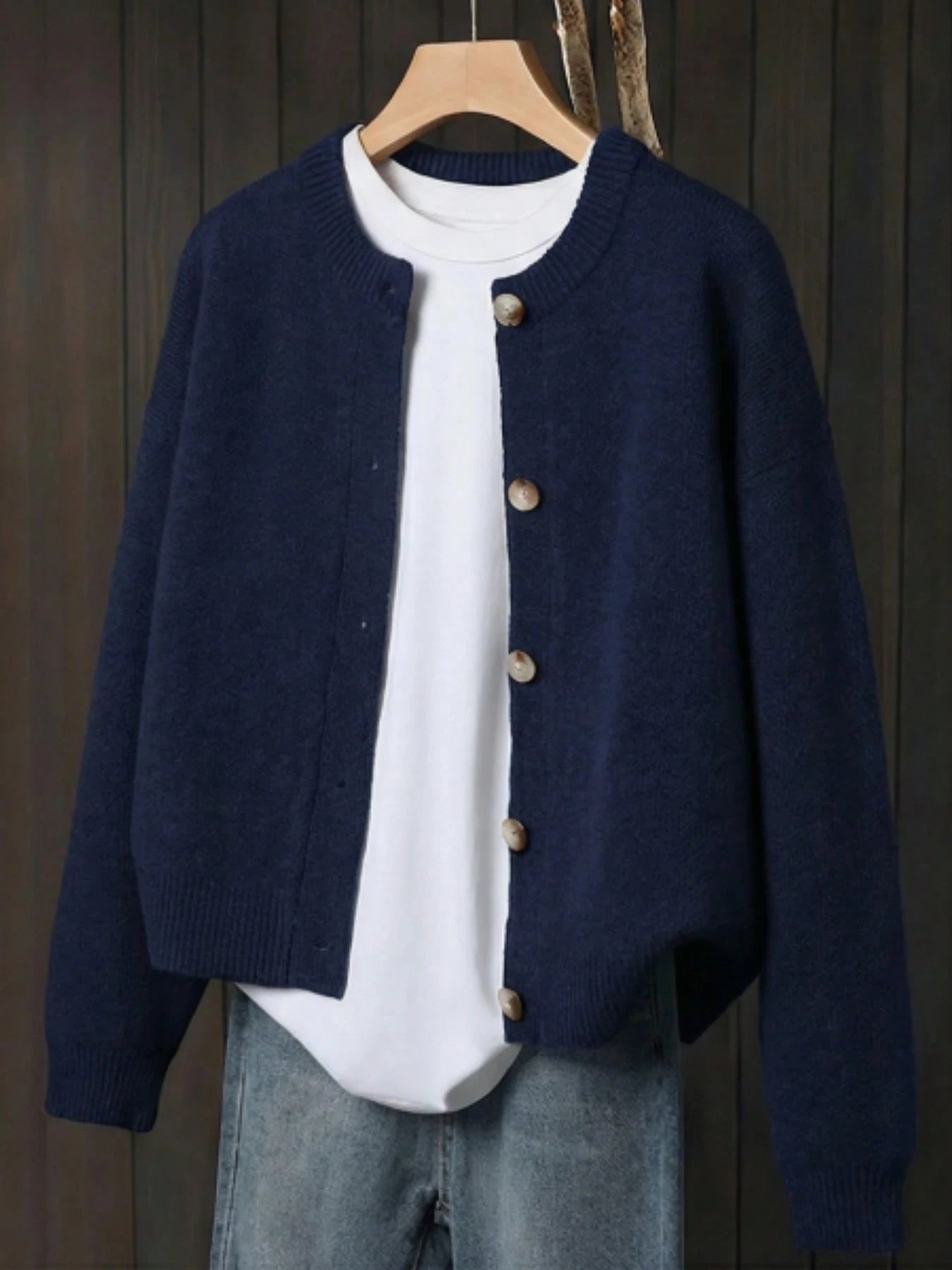Women's Soft Knit Button Cardigan – Loose Fit Long Sleeve Sweater Jacket