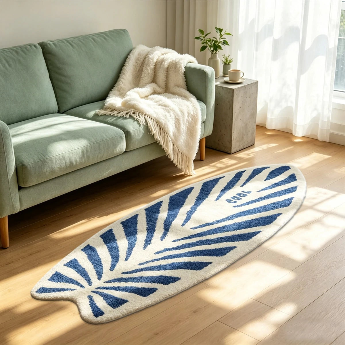 Surfboard Shaped Area Rug – Soft Non-Slip Decorative Carpet for Bedroom & Living Room