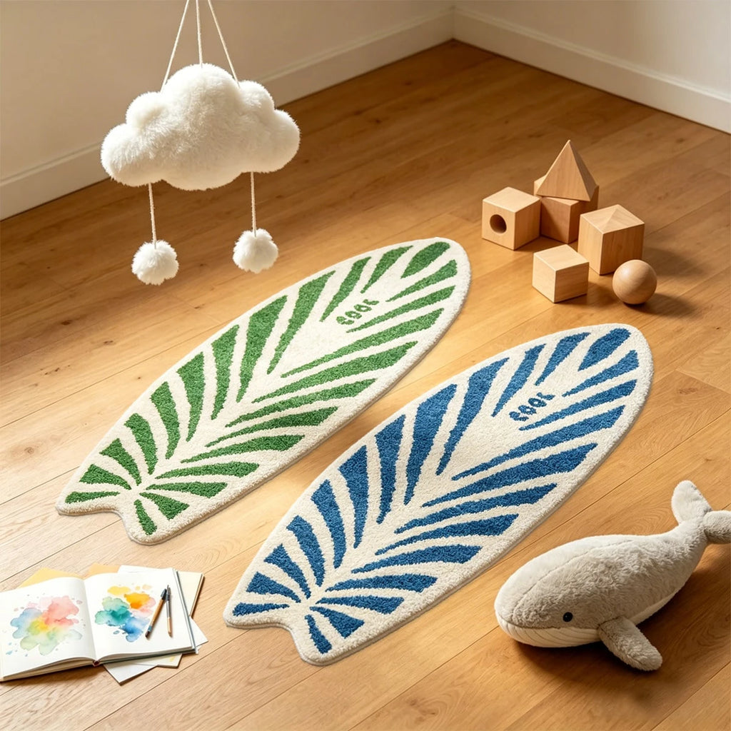 Surfboard Shaped Area Rug – Soft Non-Slip Decorative Carpet for Bedroom & Living Room