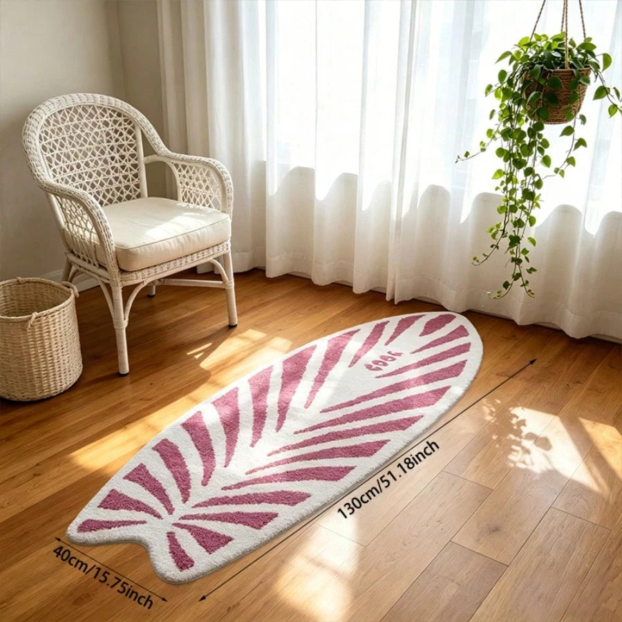 Surfboard Shaped Area Rug – Soft Non-Slip Decorative Carpet for Bedroom & Living Room