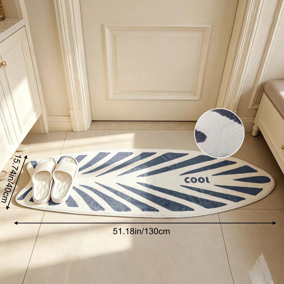 Surfboard Shaped Area Rug – Soft Non-Slip Decorative Carpet for Bedroom & Living Room