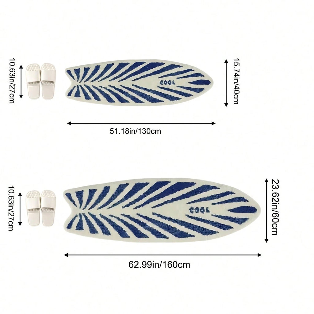 Surfboard Shaped Area Rug – Soft Non-Slip Decorative Carpet for Bedroom & Living Room