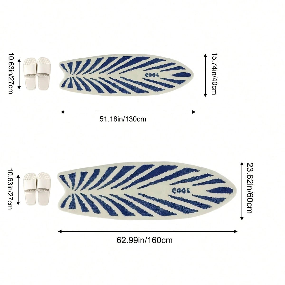 Surfboard Shaped Area Rug – Soft Non-Slip Decorative Carpet for Bedroom & Living Room