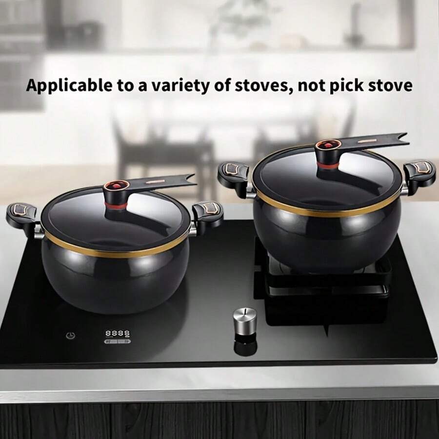 1pc Multi-Functional Soup Pot, Drum-Shaped Large Capacity Cooking Pot, Large Capacity Non-Stick Pot, Suitable For Cooking And Stewing, Applicable To Induction Cooker And Gas Stove, Multi-Functional Large Capacity Braising Pot For Home Use