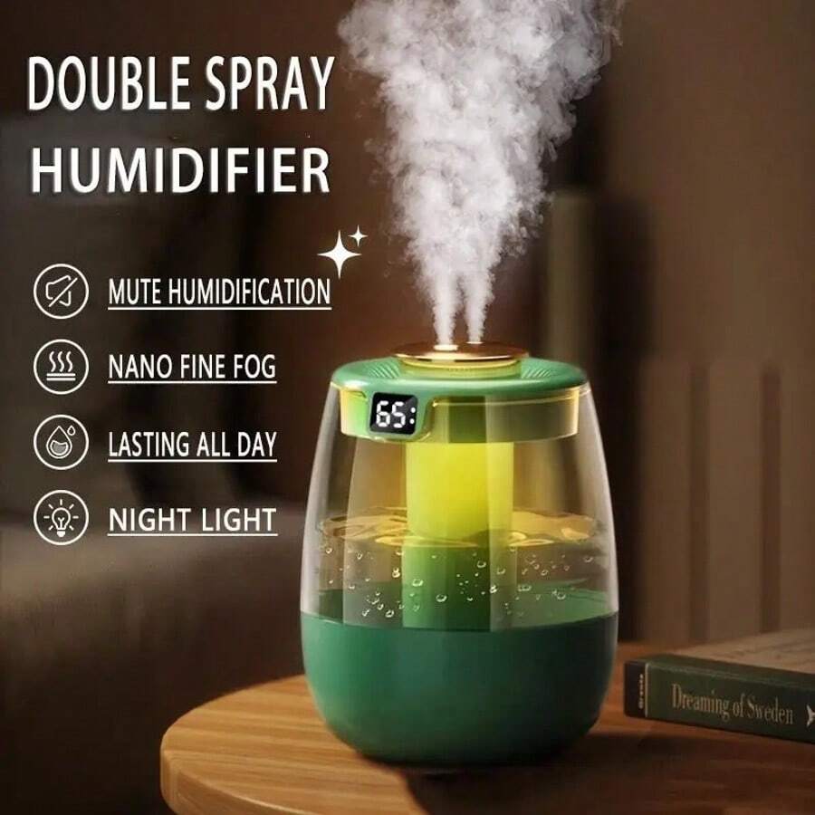 2.2L Large Capacity Humidifier USB Double Spray Humidifier Small Household Quiet Bedroom Student Dormitory Office Desktop Spray