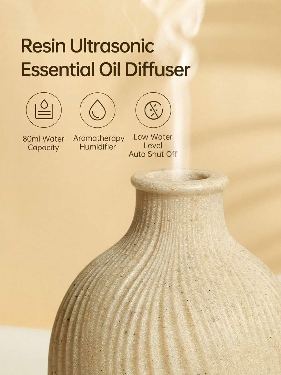 1pc USB 5V 80ml Resin Ultrasonic Essential Oil Diffuser, Suitable For Small Rooms Aromatherapy Humidifier And Diffuser