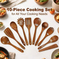 10pcs Wooden Cooking Utensil Set, Boxwood Kitchen Tools Set, Suitable For Non-Stick Pans & Cookware, Includes Spoons & Spatulas, Sturdy, Lightweight, Heat Resistant
