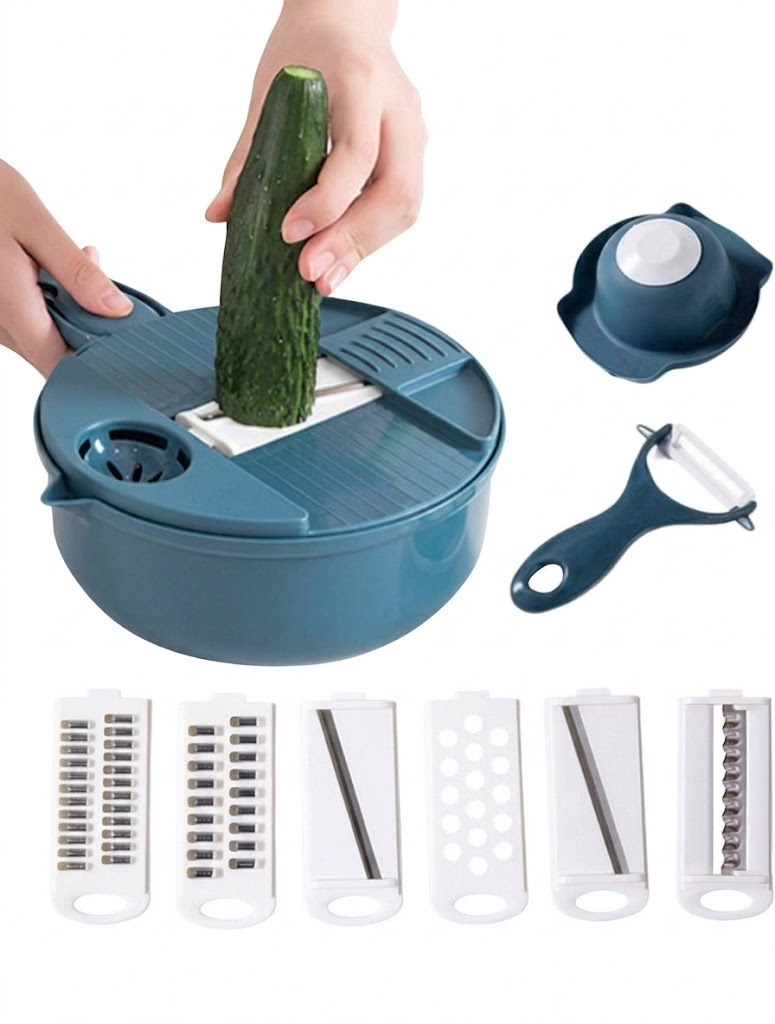 12 In 1 Multi-Functional Vegetable Chopper Carrots Potatoes Manually Cut Shred Slicer Radish Grater Kitchen Tools Vegetable Cutter For Hotel/Commercial Eid Al-Adha Mubarak