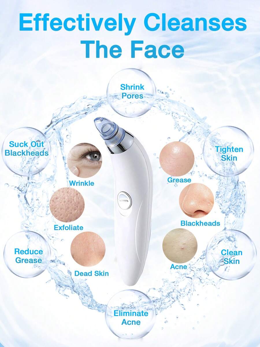 Blackhead Vacuum Remover, Powerful Portable Facial Pore Cleaner With 4 Probes, Remove Blackhead In Gentle And Way Without Squeezing Pain For Women And Men. Your Personal Professional Beautician.