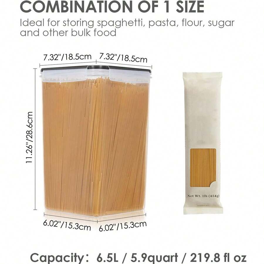 Large Food Storage Containers 5.2L / 6.5L, 1/2/3 Pieces Plastic Airtight Food Storage Canisters For Flour, Sugar, Baking Supplies, Kitchen Organization Bulk Food Canisters