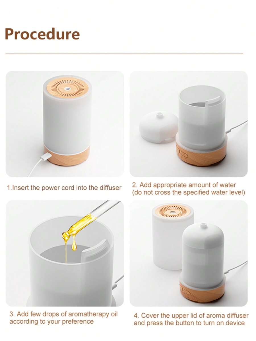 1pc 150ml 7 Colors Lighting Flame Ultrasonic Aroma Diffuser, Aromatherapy Diffuser Machine, Portable USB Essential Oil Desktop Diffuser Air Humidifier