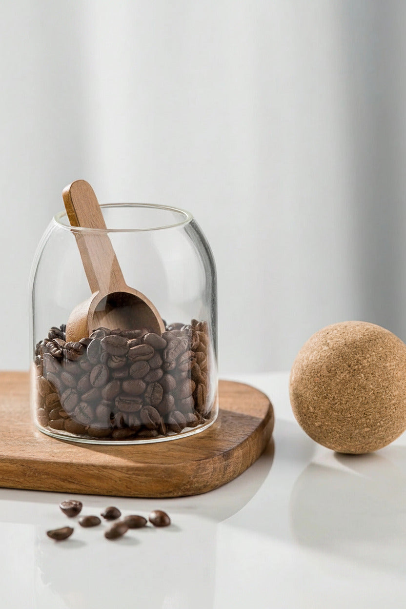 1pc Glass Coffee Jar Storage Jar Tea Jar Sealed Cork Glass Jar Coffee Bean Dried Fruit Storage Jar Back To School