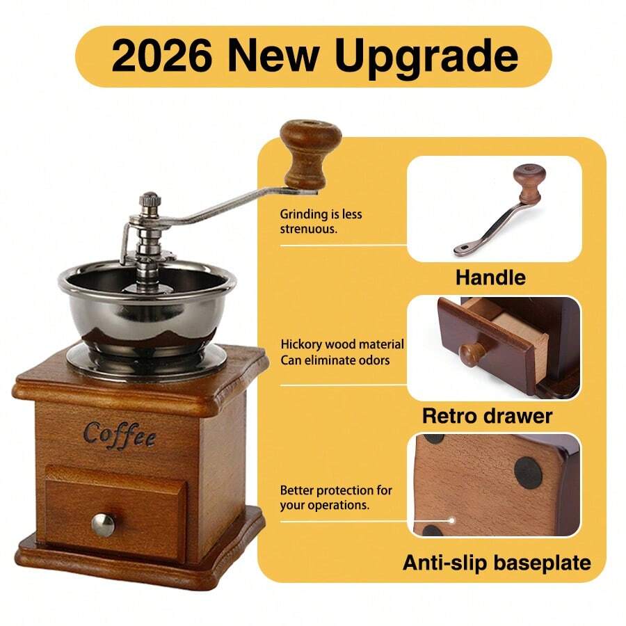 1pc Manual Coffee Grinder - Adjustable Gear And Ceramic Conical Burr Mill, Suitable For Home And Travel Use, Also Great For Back To School Student Supplies