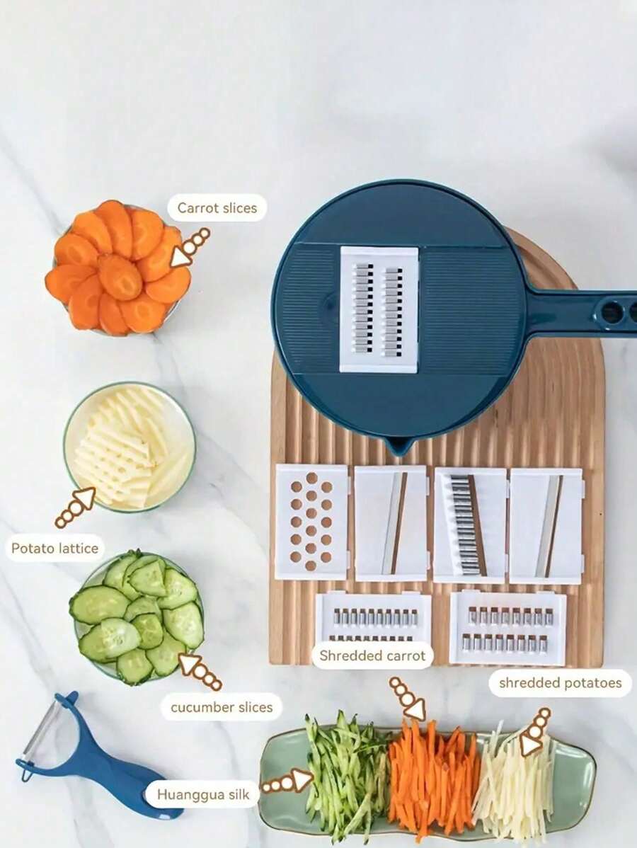 12 In 1 Multi-Functional Vegetable Chopper Carrots Potatoes Manually Cut Shred Slicer Radish Grater Kitchen Tools Vegetable Cutter For Hotel/Commercial Eid Al-Adha Mubarak