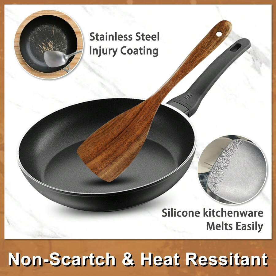 10pcs Wooden Cooking Utensil Set, Boxwood Kitchen Tools Set, Suitable For Non-Stick Pans & Cookware, Includes Spoons & Spatulas, Sturdy, Lightweight, Heat Resistant