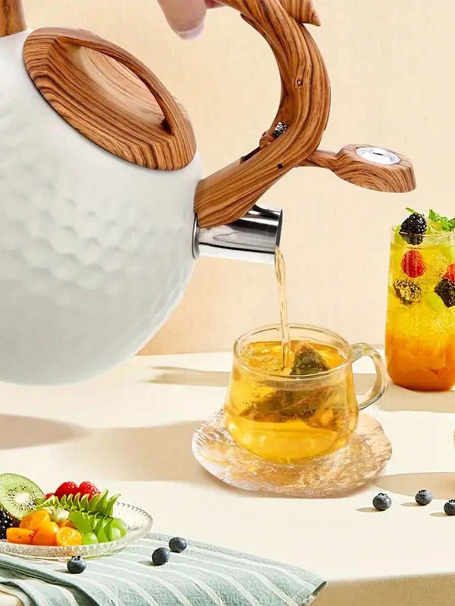 1pc Tea Kettle, Stainless Steel Whistling Kettle, 3L Tea Pot Water Kettle Compatible With Gas Stove, For Boiling Water, Coffee And Tea