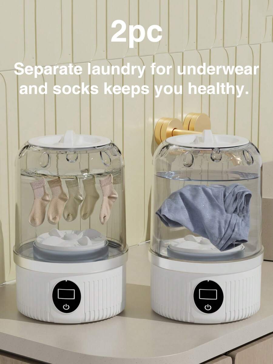1/2pcs Portable Washing Machine,USB Rechargeable Compact Travel Portable Washer,2 Modes Mini Washer Deep Cleaning Of Underwear, Baby Clothes And Sock, Best For Apartment,Dormitories