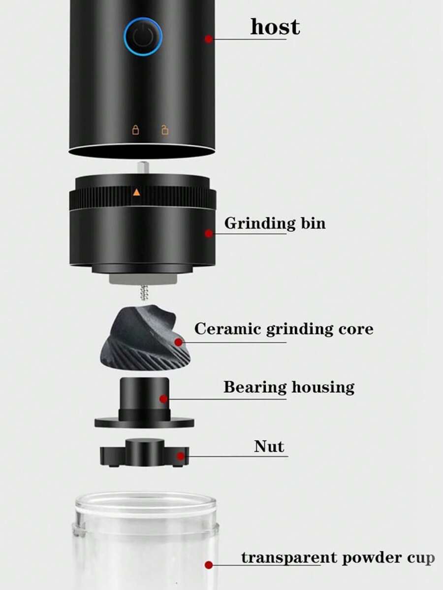 1pc Electric Coffee Grinder, Portable USB Rechargeable Coffee Grinder With Ceramic Burr, Espresso Coffee Bean Grinder, Suitable For Home, Office, Travel, Back To School Supplies