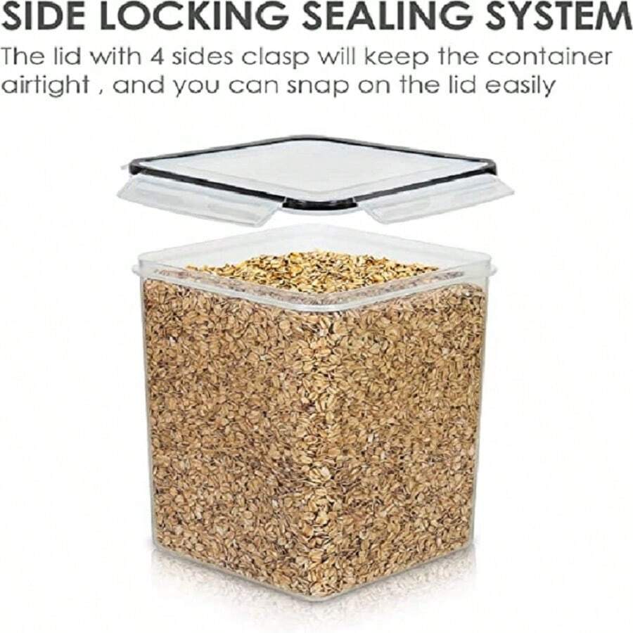 Large Food Storage Containers 5.2L / 6.5L, 1/2/3 Pieces Plastic Airtight Food Storage Canisters For Flour, Sugar, Baking Supplies, Kitchen Organization Bulk Food Canisters