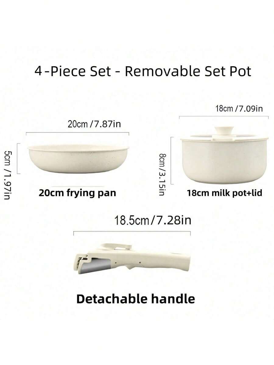 4/5pcs Non-Stick Cookware Set - Cookware Set With Detachable Handles, Suitable For Induction Cooktop, Dishwasher & Oven