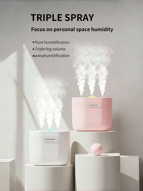 1200ml Large Capacity Humidifier, Home Aroma Diffuser, Strong Mist Aromatherapy Diffuser With LED Mood Light, Humidifies Air, Removes Indoor Odor, Nano Mist, Triple Nozzle Design, USB Powered, Suitable For Room, Office, Travel And Car, Ideal Gift For Vale