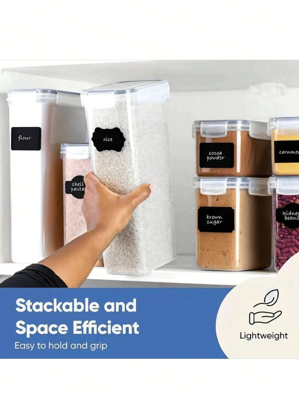 4/6/7/10/12/18/24pcs Airtight Food Storage Containers: Plastic Canisters For Spaghetti, Dry Food, Flour & Sugar - Includes Labels!