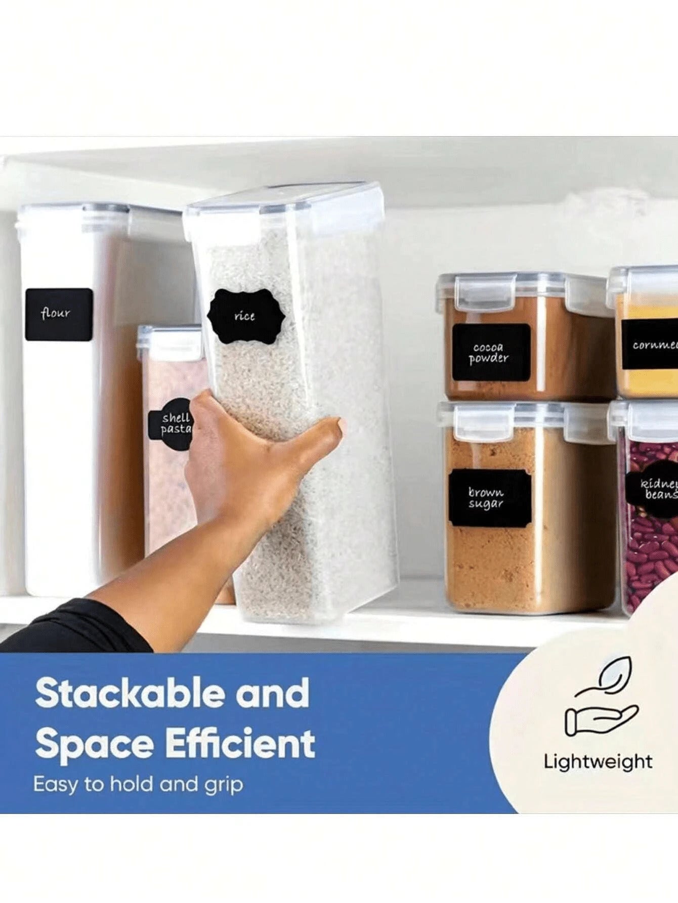 4/6/7/10/12/18/24pcs Airtight Food Storage Containers: Plastic Canisters For Spaghetti, Dry Food, Flour & Sugar - Includes Labels!