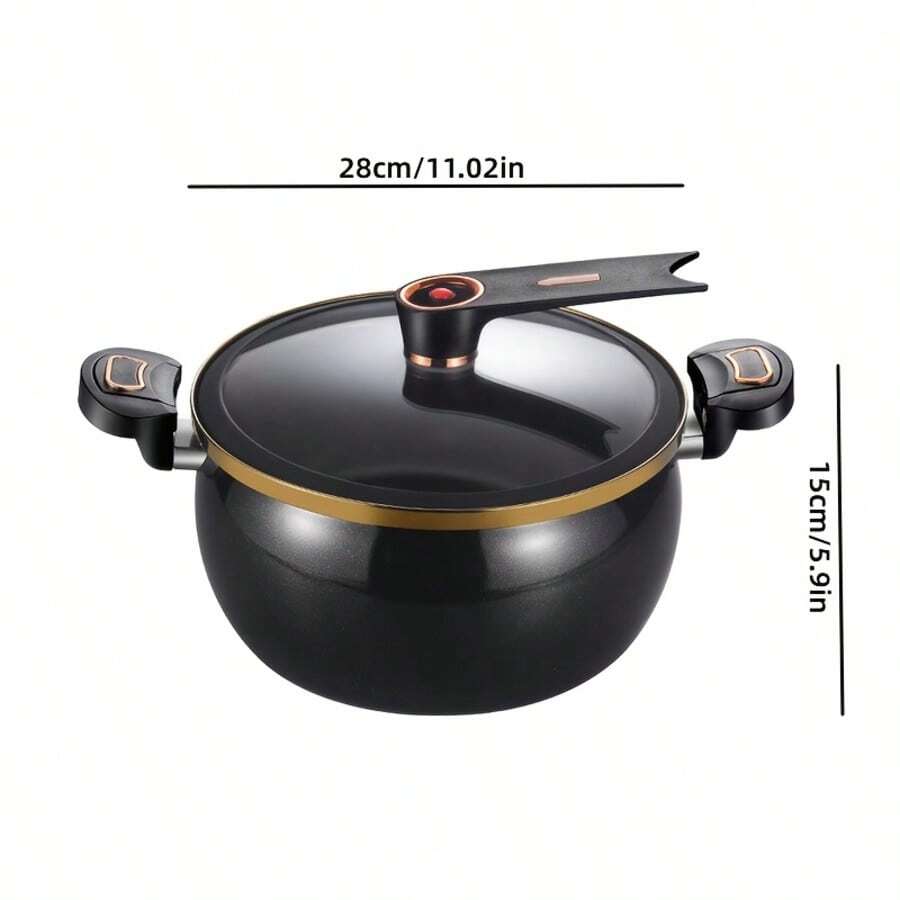 1pc Multi-Functional Soup Pot, Drum-Shaped Large Capacity Cooking Pot, Large Capacity Non-Stick Pot, Suitable For Cooking And Stewing, Applicable To Induction Cooker And Gas Stove, Multi-Functional Large Capacity Braising Pot For Home Use