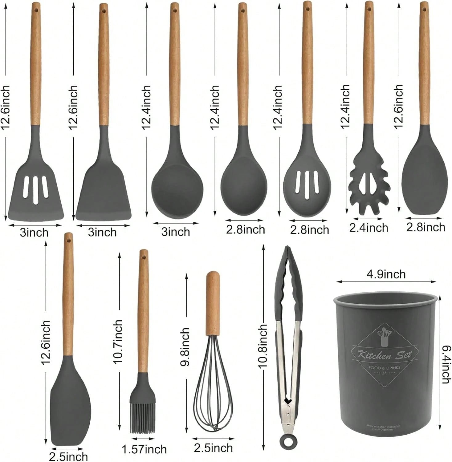 44pcs/Set Wooden Handle Silicone Kitchen Utensil Set, Heat Resistant Non-Stick Cookware, Suitable For Cooking And Baking, Ideal For Christmas