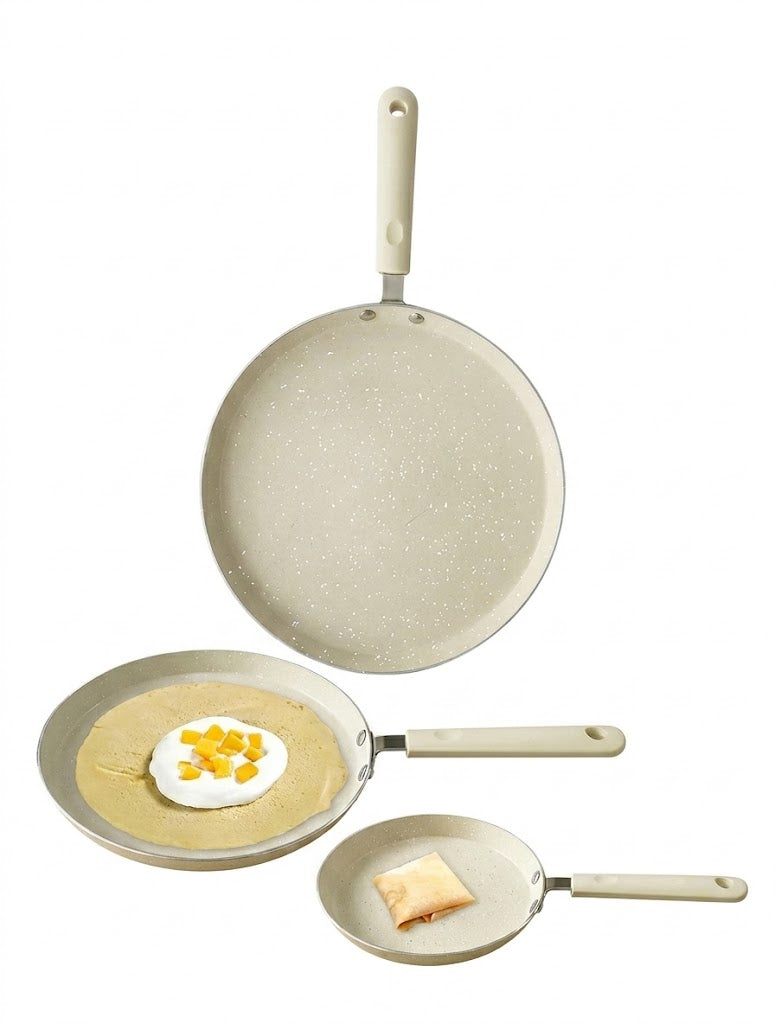 1pc Cream-White Pancake Aluminum Pan, Suitable For Breakfast, Gas And Induction Cooktop, Omelette & Crepe Maker