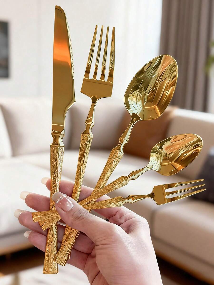 20pcs/30pcs Stainless Steel Cutlery Set, Knife Fork Spoon Suitable For Kitchen, Restaurant, Wedding, Party, Holiday Gift