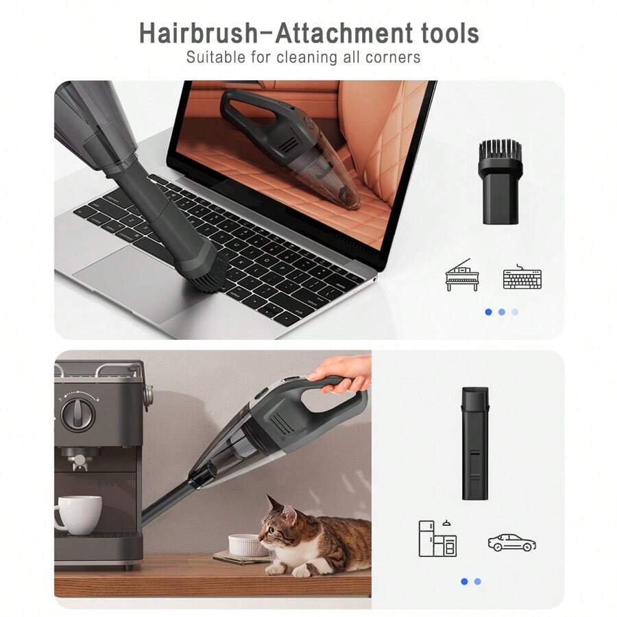 2000mAh Portable Handheld Vacuum Cleaner, Strong Suction USB Rechargeable Mini Vacuum Cleaner With Multiple Accessories, Suitable For Car, Home, Office And Crevices