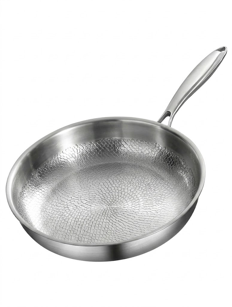 Non-Stick Titanium Coated Flat Bottom Pan, Heavy Duty Hammered Titanium Frying Pan For Home Use