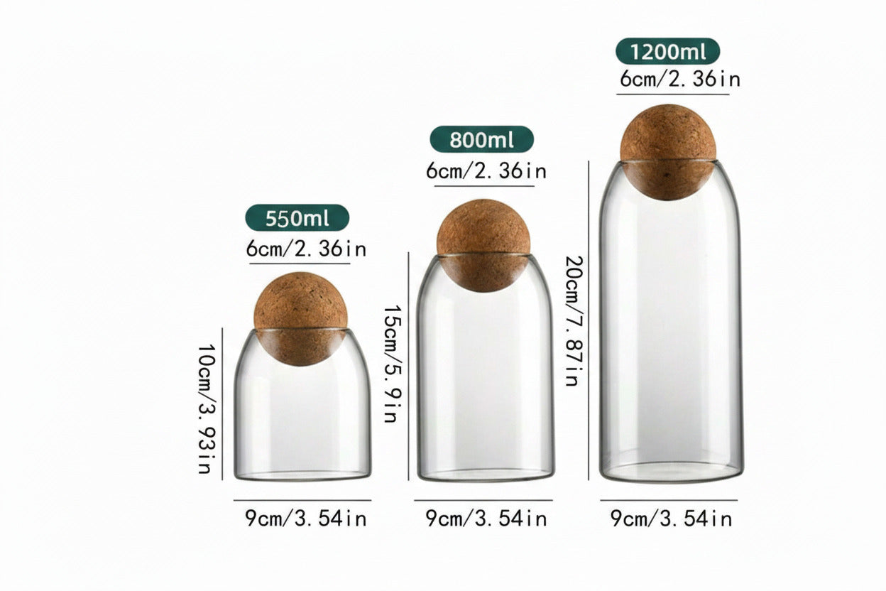 1pc Glass Coffee Jar Storage Jar Tea Jar Sealed Cork Glass Jar Coffee Bean Dried Fruit Storage Jar Back To School