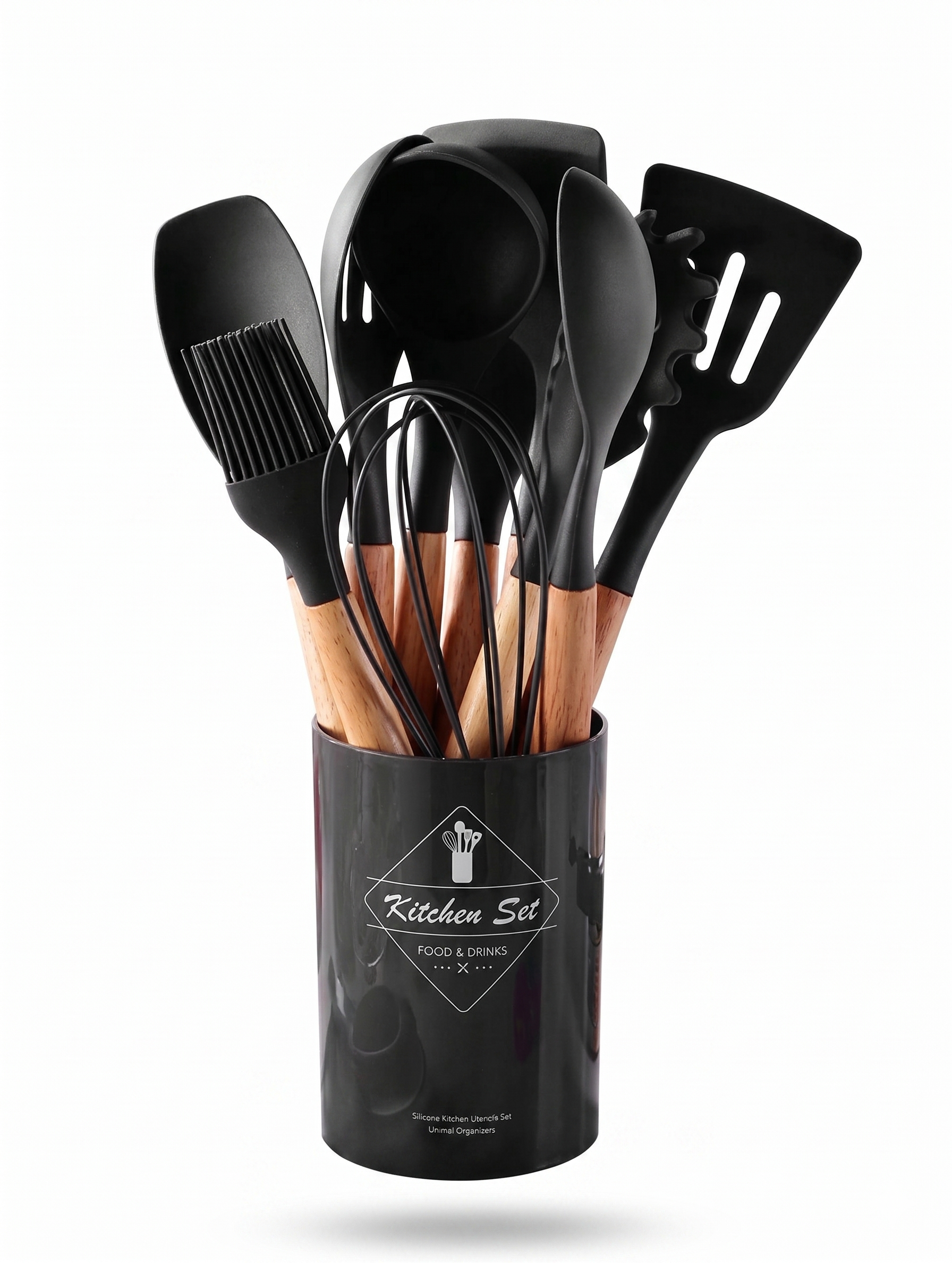 44pcs/Set Wooden Handle Silicone Kitchen Utensil Set, Heat Resistant Non-Stick Cookware, Suitable For Cooking And Baking, Ideal For Christmas