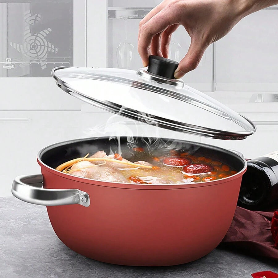 New Nonstick Marble Coated Stockpot With Two Handles, Thick Cookware For Home, Suitable For Stewing, Cooking Soup, Daily Use On All Stove Types