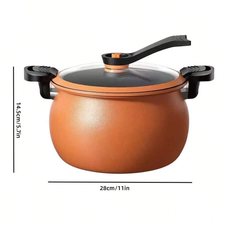 1pc Multi-Functional Soup Pot, Drum-Shaped Large Capacity Cooking Pot, Large Capacity Non-Stick Pot, Suitable For Cooking And Stewing, Applicable To Induction Cooker And Gas Stove, Multi-Functional Large Capacity Braising Pot For Home Use