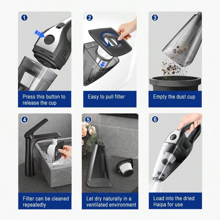 2000mAh Portable Handheld Vacuum Cleaner, Strong Suction USB Rechargeable Mini Vacuum Cleaner With Multiple Accessories, Suitable For Car, Home, Office And Crevices