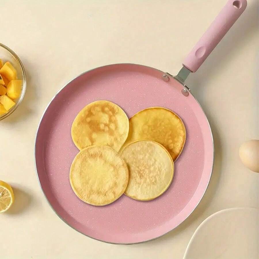 1pc Cream-White Pancake Aluminum Pan, Suitable For Breakfast, Gas And Induction Cooktop, Omelette & Crepe Maker