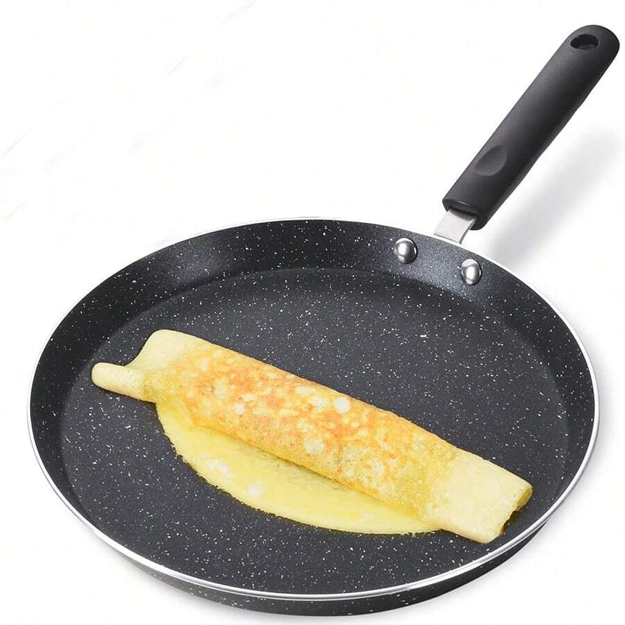 1pc Cream-White Pancake Aluminum Pan, Suitable For Breakfast, Gas And Induction Cooktop, Omelette & Crepe Maker
