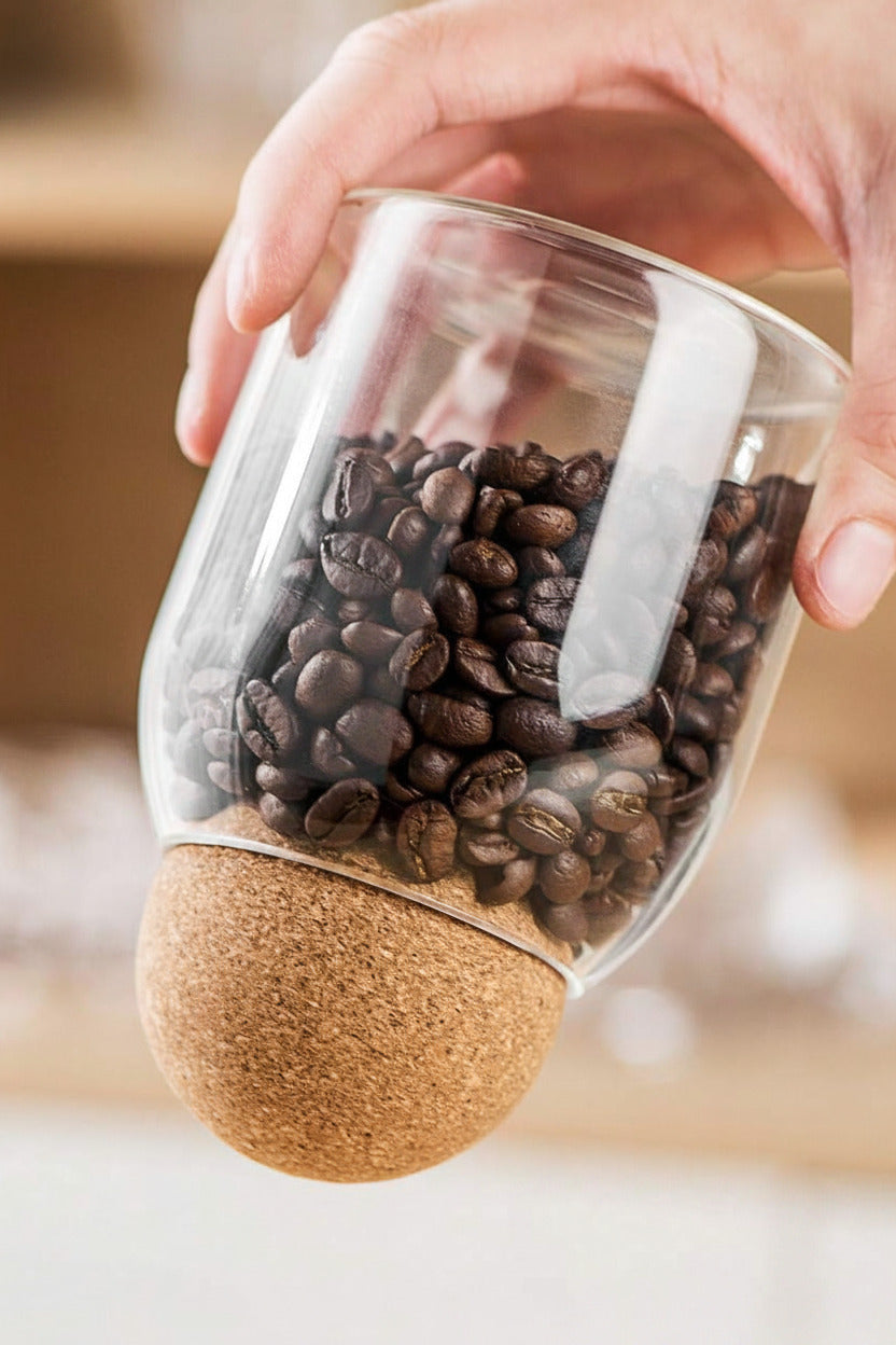 1pc Glass Coffee Jar Storage Jar Tea Jar Sealed Cork Glass Jar Coffee Bean Dried Fruit Storage Jar Back To School
