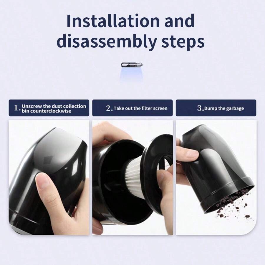 Mini Car Vacuum Cleaner - Powerful Suction, High Performance, Compact & Efficient, 12V Powered - Easily Clean Every Crevice And Groove Of Car Interior