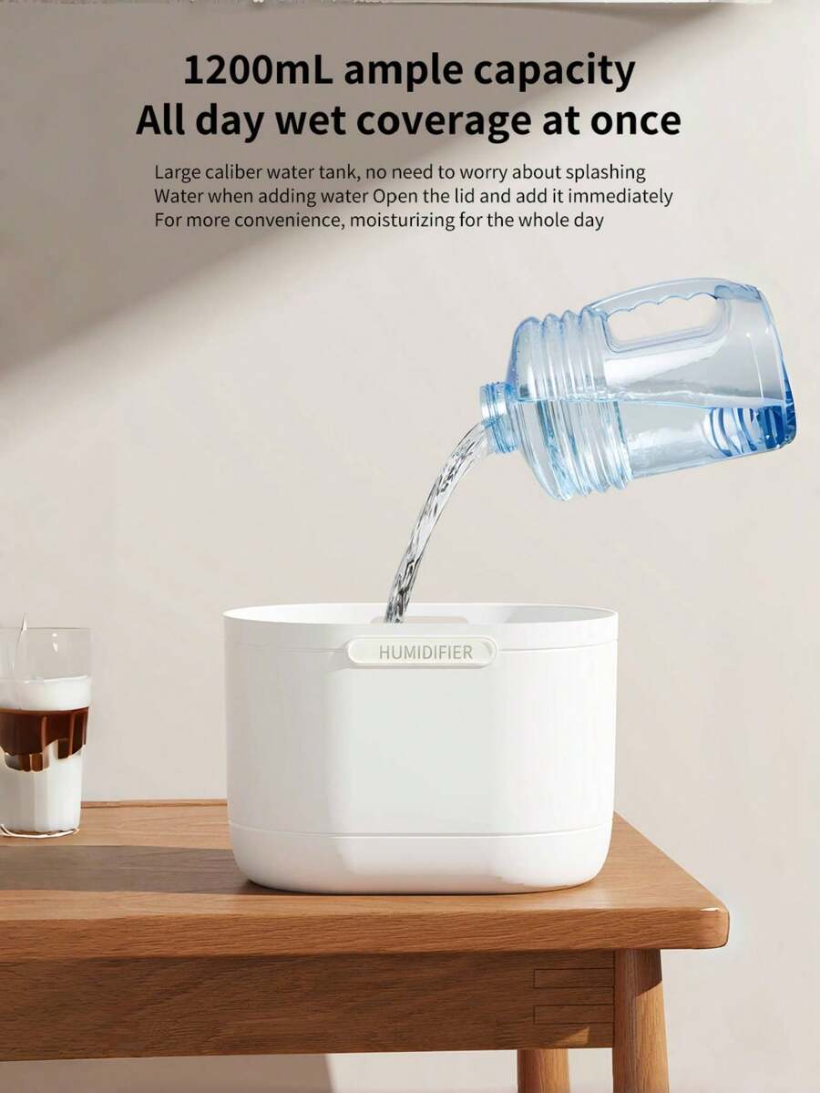 1200ml Large Capacity Humidifier, Home Aroma Diffuser, Strong Mist Aromatherapy Diffuser With LED Mood Light, Humidifies Air, Removes Indoor Odor, Nano Mist, Triple Nozzle Design, USB Powered, Suitable For Room, Office, Travel And Car, Ideal Gift For Vale