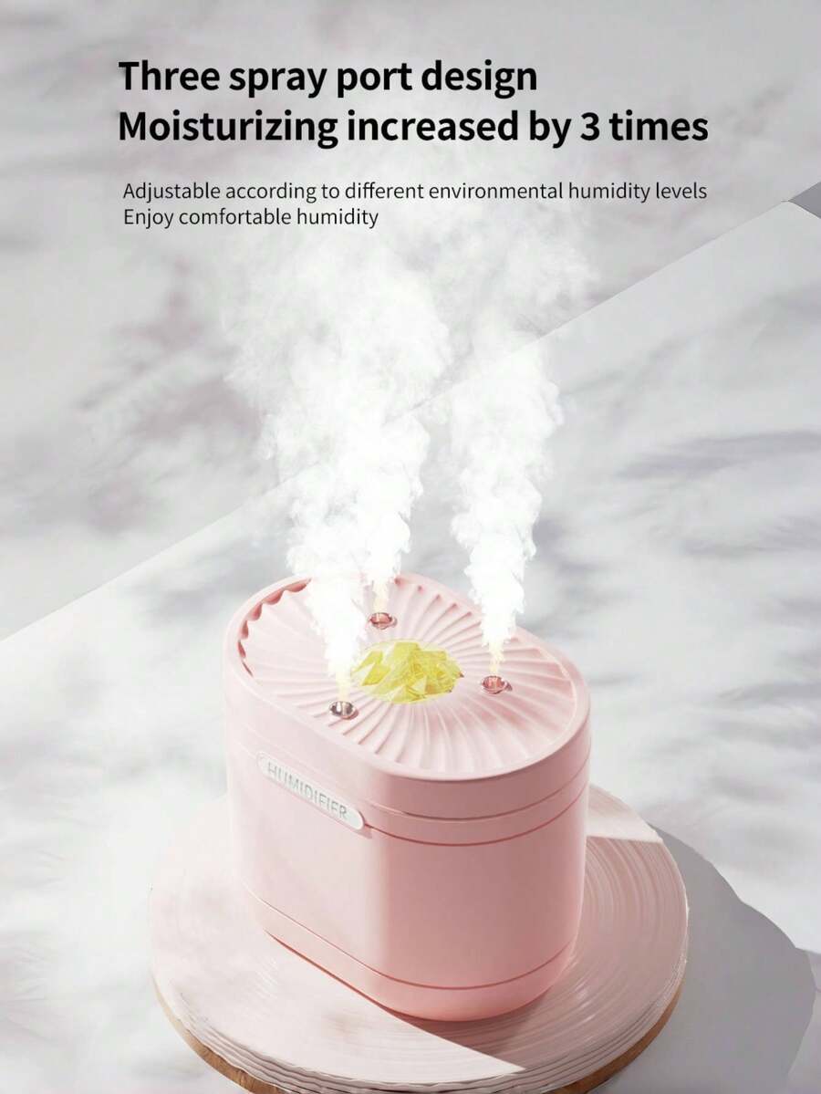 1200ml Large Capacity Humidifier, Home Aroma Diffuser, Strong Mist Aromatherapy Diffuser With LED Mood Light, Humidifies Air, Removes Indoor Odor, Nano Mist, Triple Nozzle Design, USB Powered, Suitable For Room, Office, Travel And Car, Ideal Gift For Vale